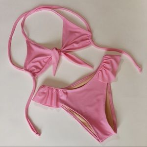 Pink ruffle bikini